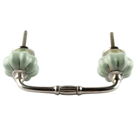 Sage Green With Silver Line Medium Ceramic Bridge Handle